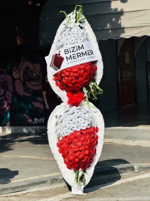 Adana çift katlı çelenk, yapay gerbera çiçekli jumbo boy açılış ve düğün çelengi.